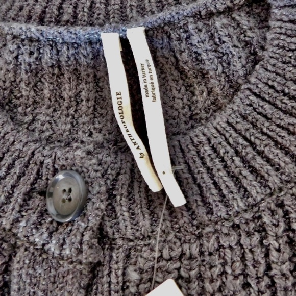 NWT!! ANTHROPOLOGIE Gray Cropped Twofer Cardigan Sweater Academia Preppy Small - Picture 13 of 16